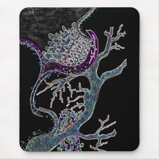 Zombie träumt Neon mit Schmetterlingen im Haar Mousepad (Vorne)