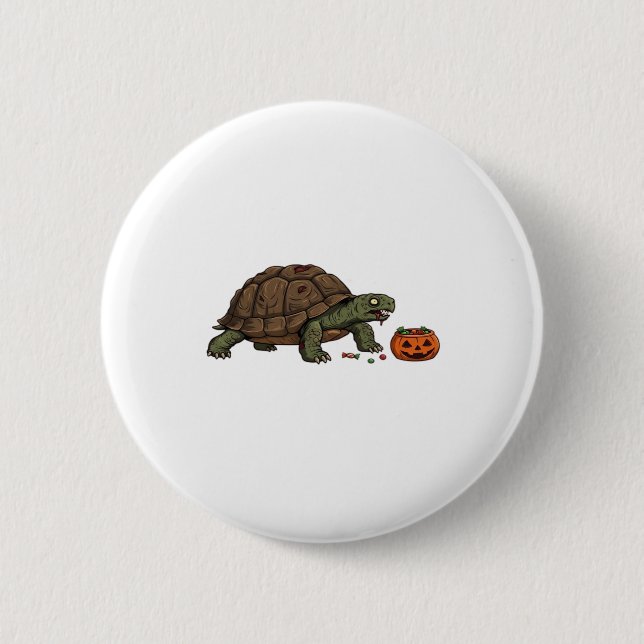 Zombie Turtle Candy Crawl - Spooky Slow Halloween Button (Vorderseite)