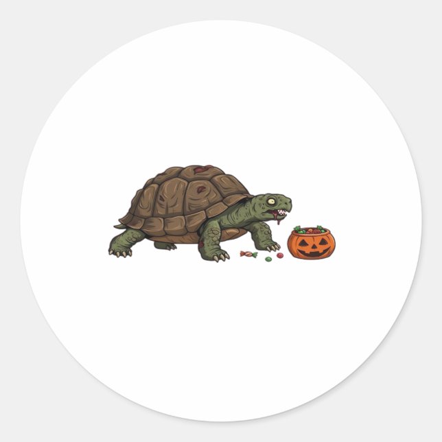 Zombie Turtle Candy Crawl - Spooky Slow Halloween  Runder Aufkleber (Vorderseite)