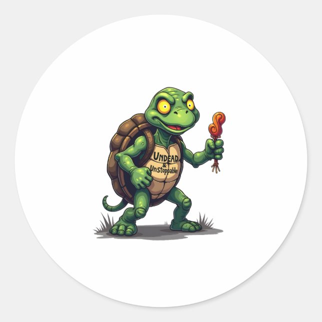 Zombie Turtle Runder Aufkleber (Vorderseite)