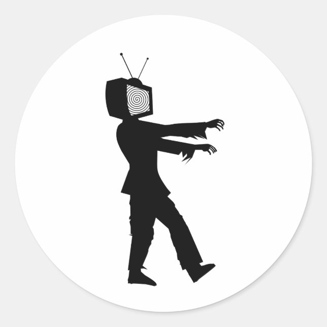 Zombie TV Runder Aufkleber (Vorderseite)