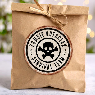 Zombie-Überlebenskader mit Totenkopf Runder Aufkleber