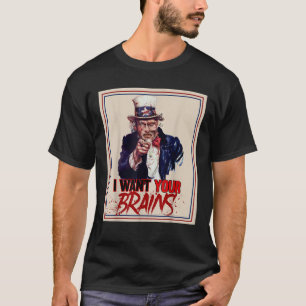 Zombie Uncle Sam I Woll Your Brains Halloween T-Shirt