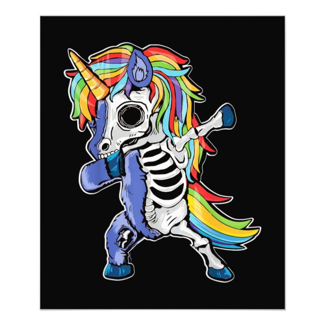 Zombie Unicorn Dabbing Skelett Fotodruck (Vorne)