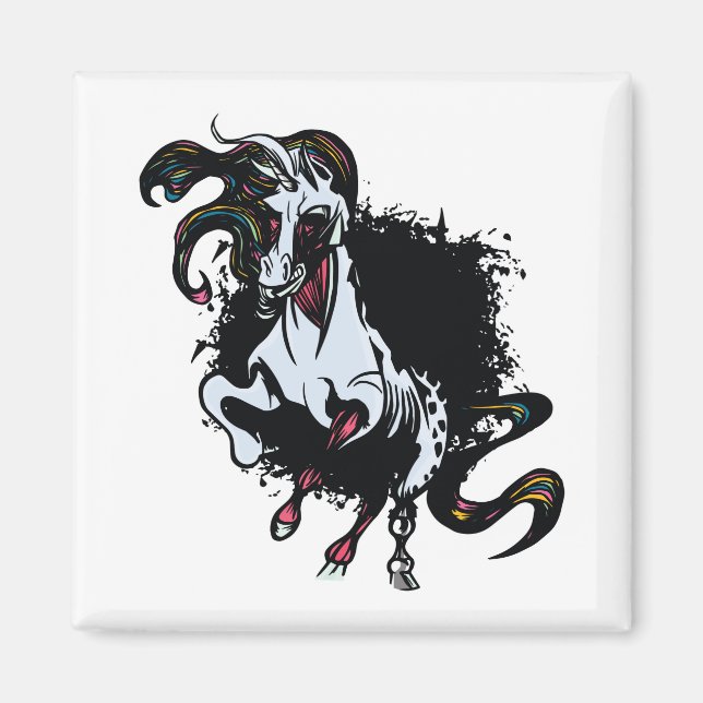 Zombie Unicorn Stehend Magnet (Vorne)