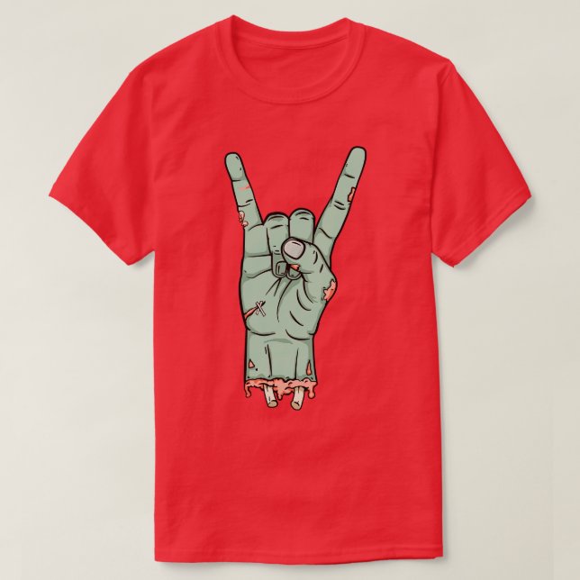Zombie Untot Metal Horn Design T-Shirt (Design vorne)