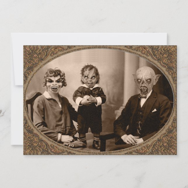 Zombie Vampire Family Halloween-Party Einladung (Vorderseite)