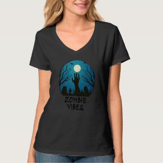 Zombie-Vibes Friedhof im Mondlicht Grusel Kinder J T-Shirt