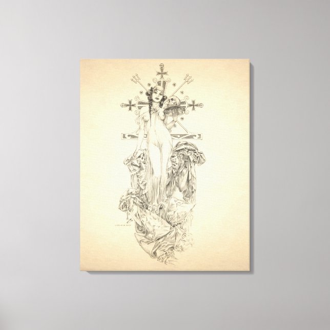 Zombie Voodoo Priestess Art Nouveau Leinwanddruck (Vorderseite)