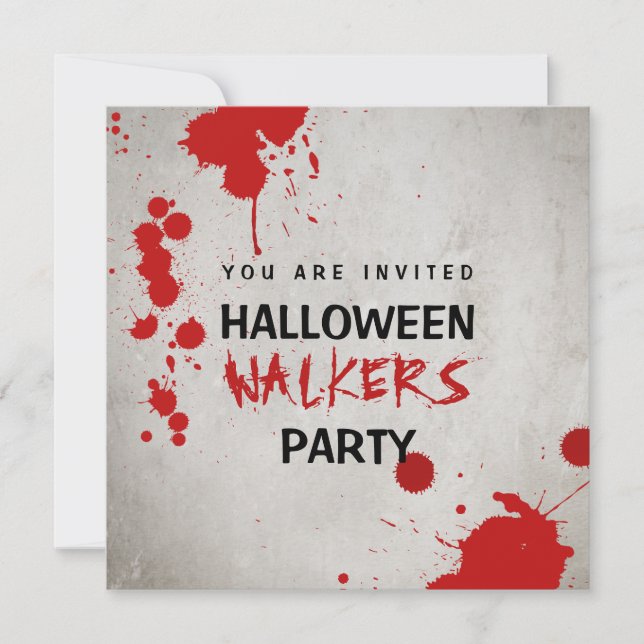 Zombie Walkers Bloodcolor Halloween-Party Einladung (Vorderseite)