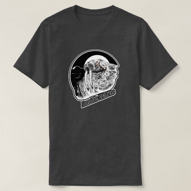 Zombie Walrus BW T-Shirt (Design vorne)