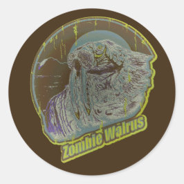 Zombie Walrus Runder Aufkleber