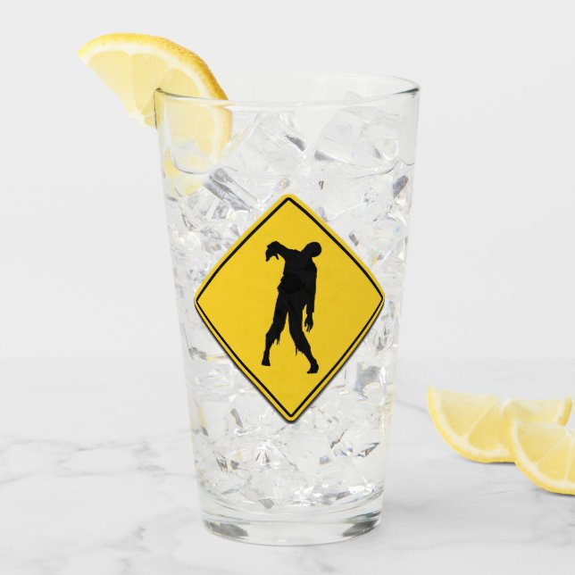 Zombie Warning Halloween Glas (Vorderseite Ice)