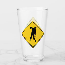Zombie Warning Halloween Glas
