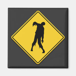 Zombie Warning Halloween Magnet