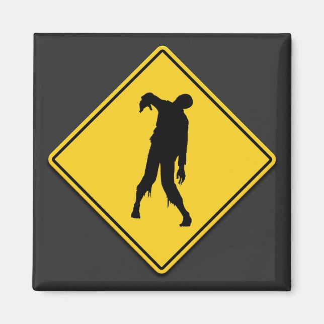 Zombie Warning Halloween Magnet (Vorne)
