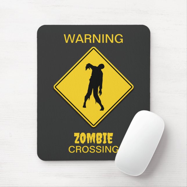 Zombie Warning Halloween Mousepad (Mit Mouse)