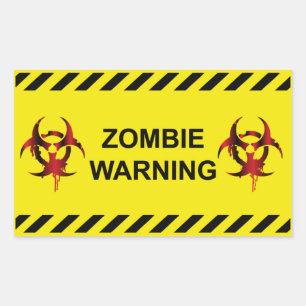 Zombie Warning Rechteckiger Aufkleber