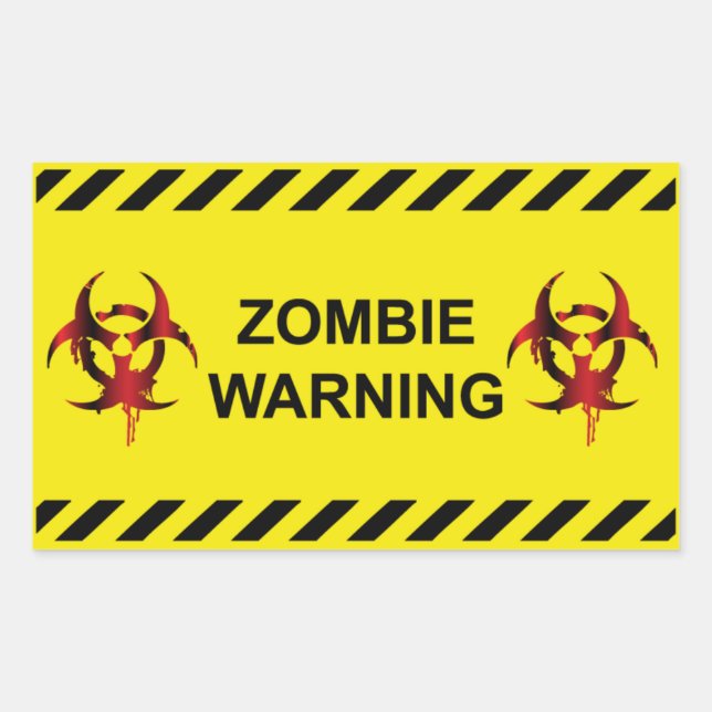 Zombie Warning Rechteckiger Aufkleber (Vorderseite)