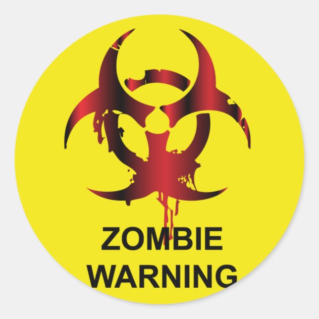Zombie Warning Runder Aufkleber (Vorderseite)