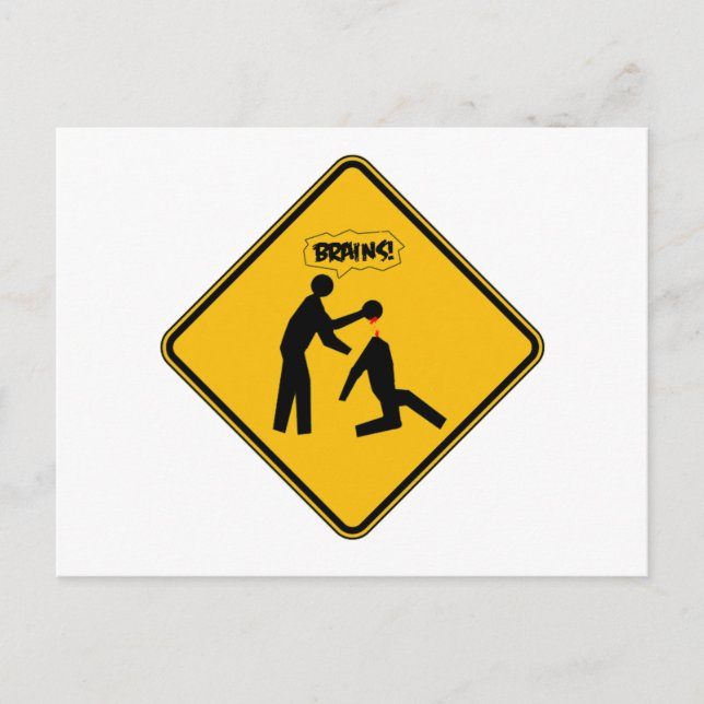 Zombie Warning Sign Postkarte (Vorderseite)