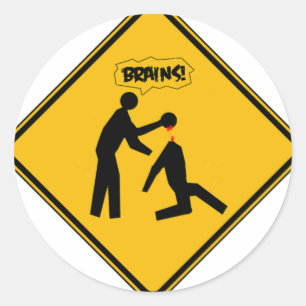Zombie Warning Sign Runder Aufkleber
