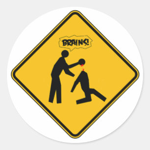 Zombie Warning Sign Runder Aufkleber