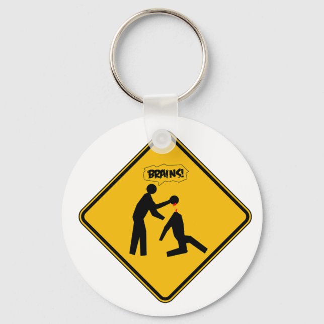 Zombie Warning Sign Schlüsselanhänger (Vorderseite)