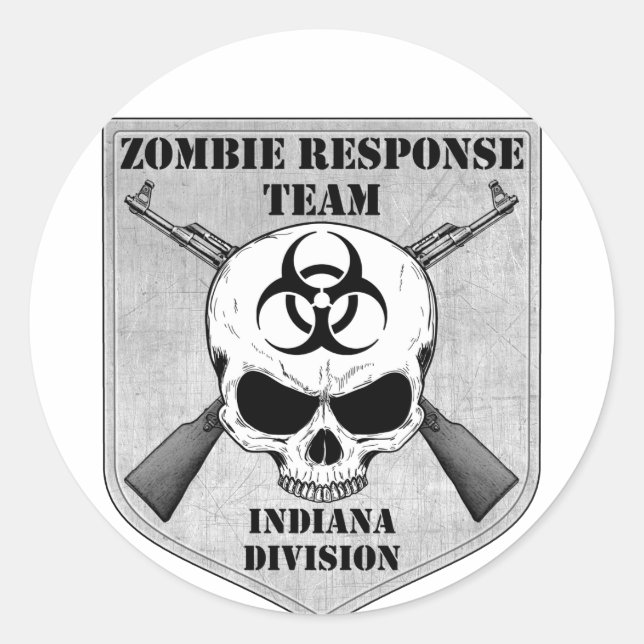 Zombie-Warteteam: Indiana-Abteilung Runder Aufkleber (Vorderseite)