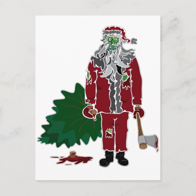Zombie Weihnachtsmann Feiertagspostkarte (Vorderseite)