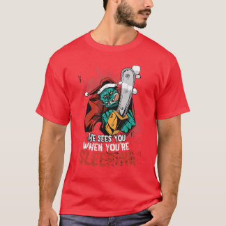 Zombie-Weihnachtsmann-Motorsägen-Horrorfilm-Fan Ge T-Shirt