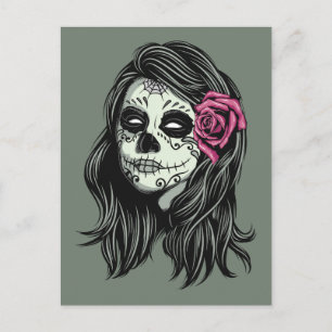 Zombie Woman benutzerdefinierte Farbe Postkarte