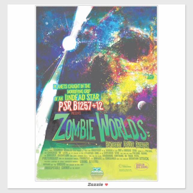 Zombie Worlds Halloween Galaxie der Horror Aufkleber (Blatt)