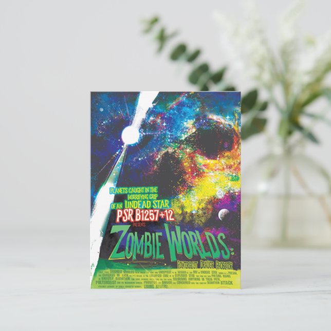 Zombie Worlds Halloween Galaxie der Horror Postkarte (Stehend Vorderseite)