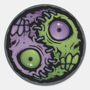 Zombie Yin-Yang Runder Aufkleber