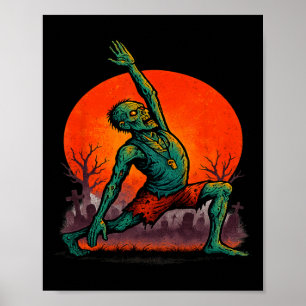 Zombie-Yoga Untote Dehnpose Grusel Mondlicht H Poster