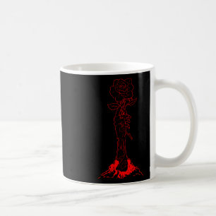 Zombiecore Ästhetik Zombie Hand Rote Rose Skelett Kaffeetasse