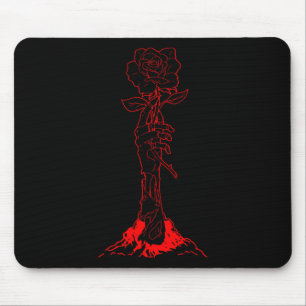 Zombiecore Ästhetik Zombie Hand Rote Rose Skelett Mousepad