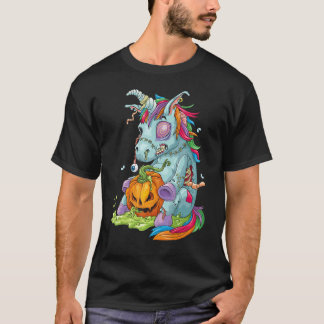 Zombiecorn Zombie Einhorn Halloween Kostüm Kürbis T-Shirt