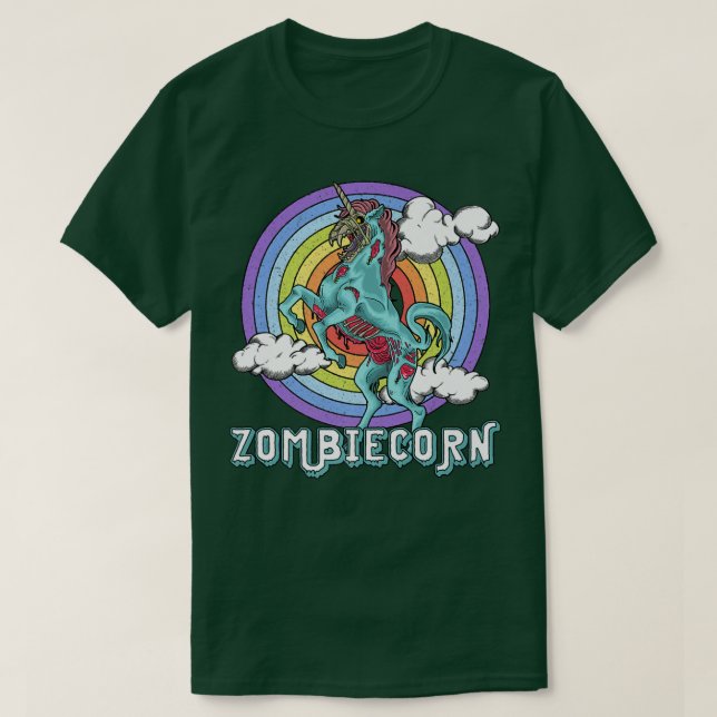 Zombiecorn Zombie Unicorn Rainbow Beängstigend Hal T-Shirt (Design vorne)