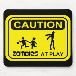 Zombies an Spiel-Vorsicht-Zeichen GELB Entwurf Mousepad
