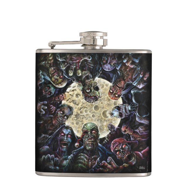 Zombies-Angriff (Zombie-Horde) Flachmann (Vorderseite)
