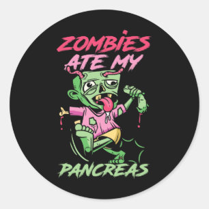Zombies Ate My Pankreas Spaß T1d Krieger Spaß Diab Runder Aufkleber