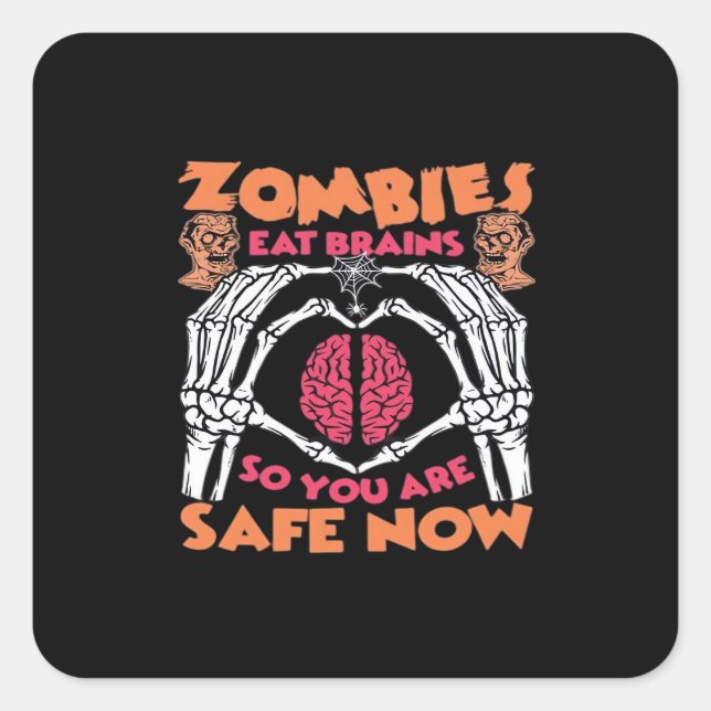 Zombies essen Brains Classic Quadratischer Aufkleber (Vorderseite)