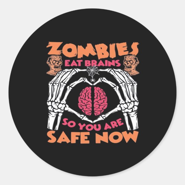 Zombies essen Brains Classic Runder Aufkleber (Vorderseite)