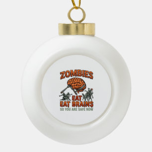 Zombies essen Gehirne Halloween Gehirn Gabel Messe Keramik Kugel-Ornament