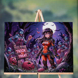Zombies geben Gehirne heraus Halloween Süßes oder  Acrylschild