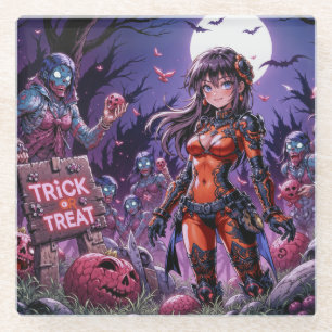 Zombies geben Gehirne heraus Halloween Süßes oder Glasuntersetzer