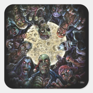 Zombies greifen an (Zombie-Horde) Quadratischer Aufkleber