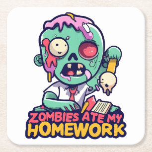 Zombies haben meine Hausaufgaben gefressen Rechteckiger Pappuntersetzer
